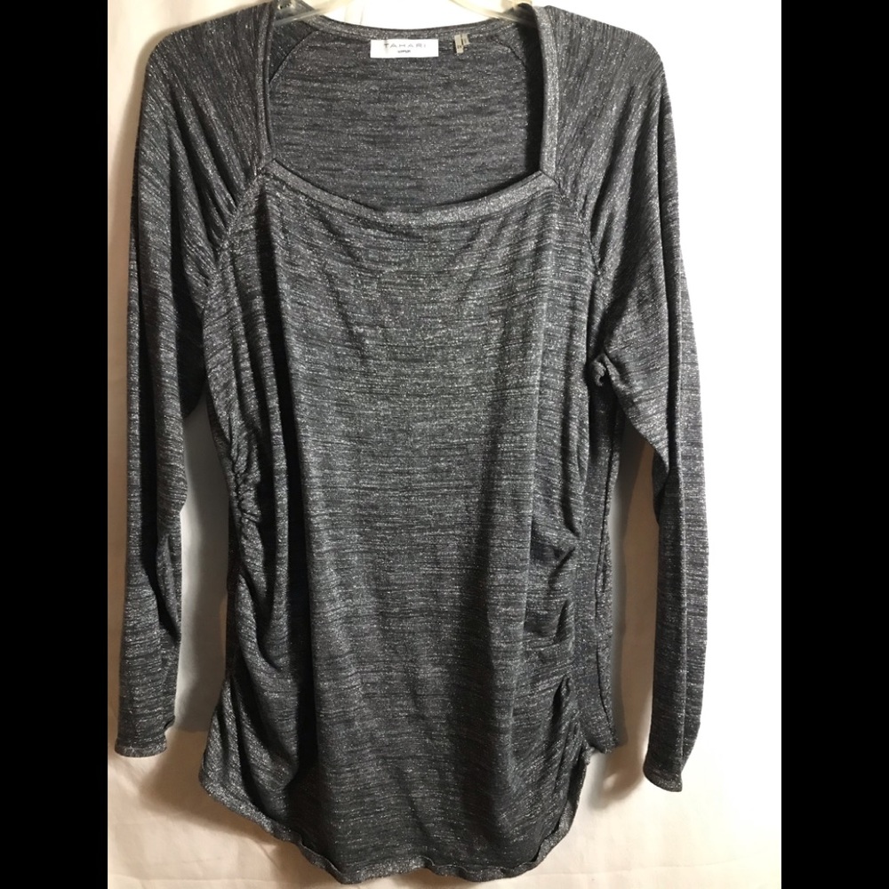 Tahari Shirt. Gray/Silver.